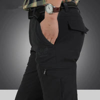 Men's Winter Fleece Tactical Pants Warm Cargo Pant Hunting SoftShell Work Trousers Shark Skin Thick Warm Waterproof Pants M-4XL