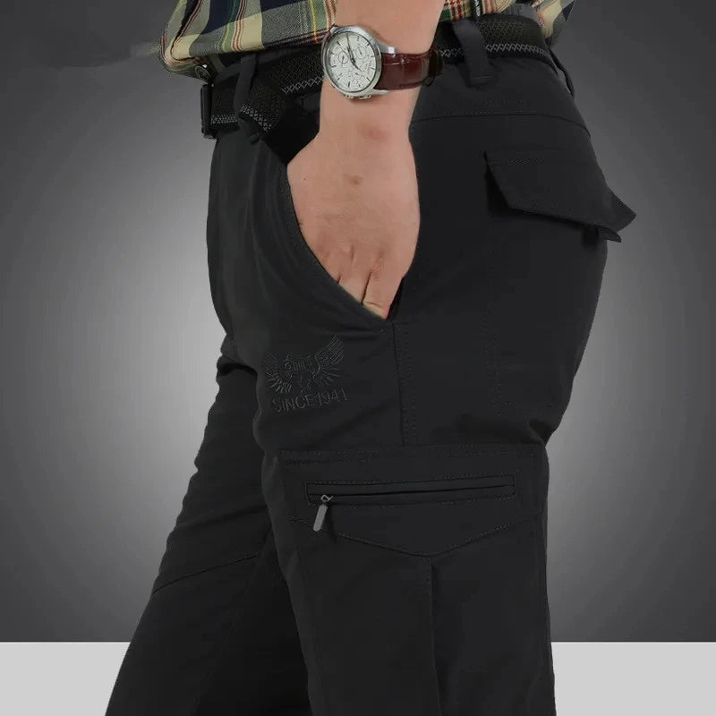 Men's Winter Fleece Tactical Pants Warm Cargo Pant Hunting SoftShell Work Trousers Shark Skin Thick Warm Waterproof Pants M-4XL