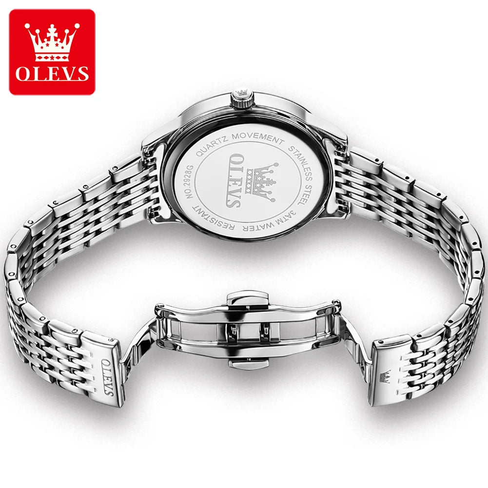 OLEVS Men's Watches Fashion Simple Calendar Week Luminous Waterproof  Steel Strap Man Watch Original Quartz Watches for Men 2929