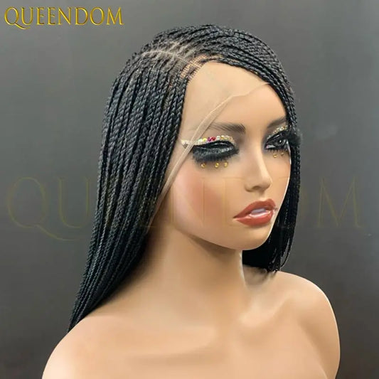 Synthetic 36 Inch Cornrow Braided Wigs for Black Women Full Lace Braids Wig Natural Black Knotless Box Wig Faux Locs Wig