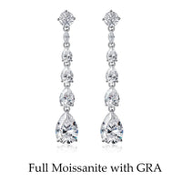 OEVAS 16.98cttw Moissanite Diamond Stud earrings Lab Grown 9*13mm Papalacha Drop Earrings For Women Sparkling Party Fine Jewelry