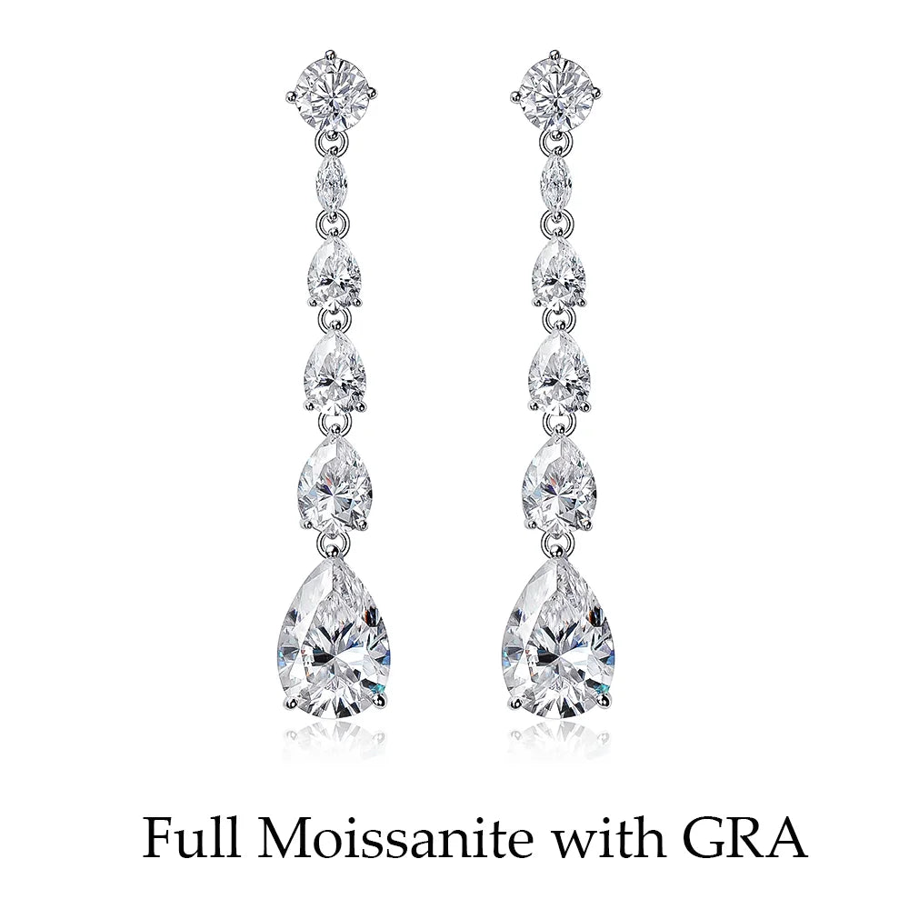 OEVAS 16.98cttw Moissanite Diamond Stud earrings Lab Grown 9*13mm Papalacha Drop Earrings For Women Sparkling Party Fine Jewelry