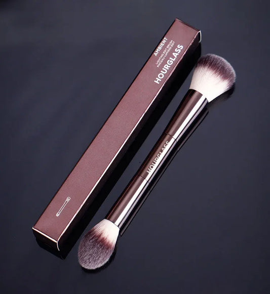 Makeup brush, powder brush, blush brush, loose powder brush, exquisite professional metal handle, double-head design, with box
