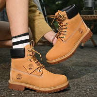 Mens Walking Shoes Fashion Outdoor Sports Leisure High Top Boots Winter Velvet Anti Slip Rubber Flat Lace Up Boots for Man