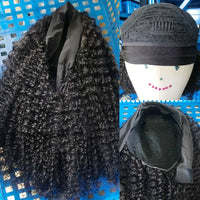 250% Density Afro Kinky Curly Headband Human Hair Wigs For Black Women No Glue Curly Wigs Brazilian Headband Wigs Human Hair