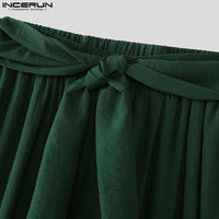 Fashion INCERUN Summer Spring Men Casual Pants Harem Pant Pleated Long Trousers Streetwear Oversize Men's Clothing S-5XL