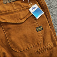 Retro Heavyweight Minimalist Workwear Pants Men's Loose Straight Leg Casual 100% Cotton Twill Woven 3D Stand Cut Tapered Pants