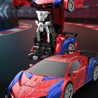 1:18 RC Transforming Car Robot Toy, LED Lights, 2.4GHz Drift Racing Vehicle, One-Button Transform, Rechargeable, 360° Rotation