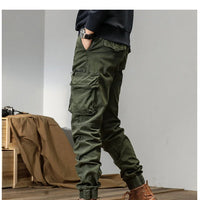 CAAYU Joggers Cargo Pants Mens Casual Y2k Multi-Pocket Male Trousers Sweatpants Streetwear Techwear Military Green Track Pants