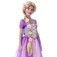 AICKER Long Blonde Rapunzel Wigs For Kids - Princess Girl Costume Cosplay Fairytale Ball Braid Wigs For Halloween Christmas Part