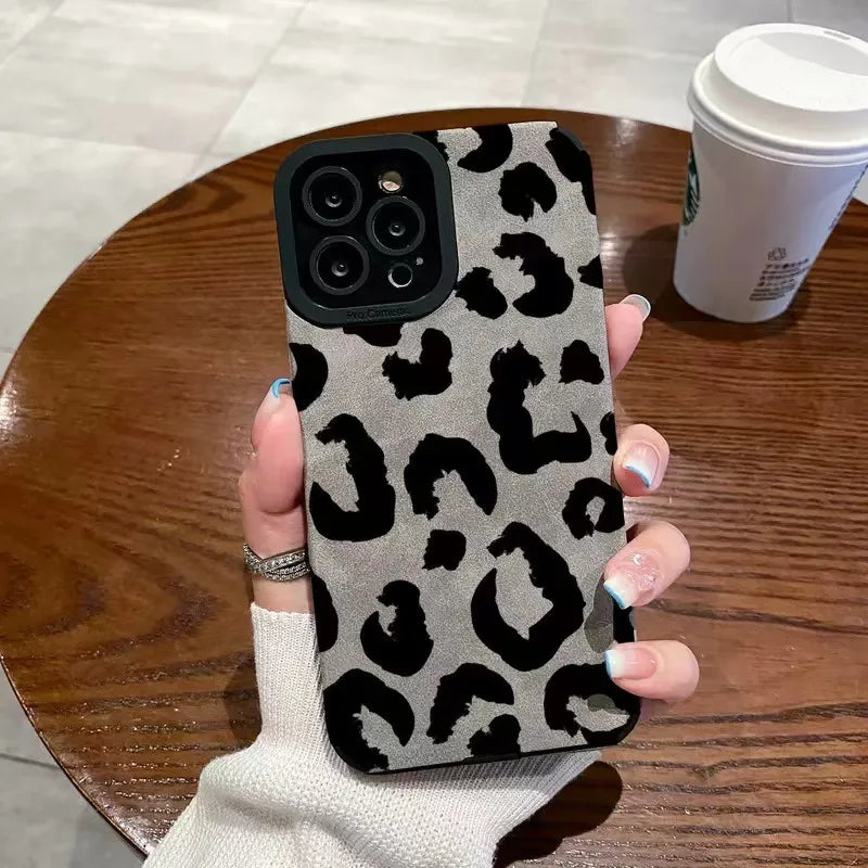 Fashion Soft Phone Cases For iPhone 13 12 MINI 11 14 15 16 Pro Max XS Max XR 7 8 Plus Leopard Pattern Silicone Case Back Cover