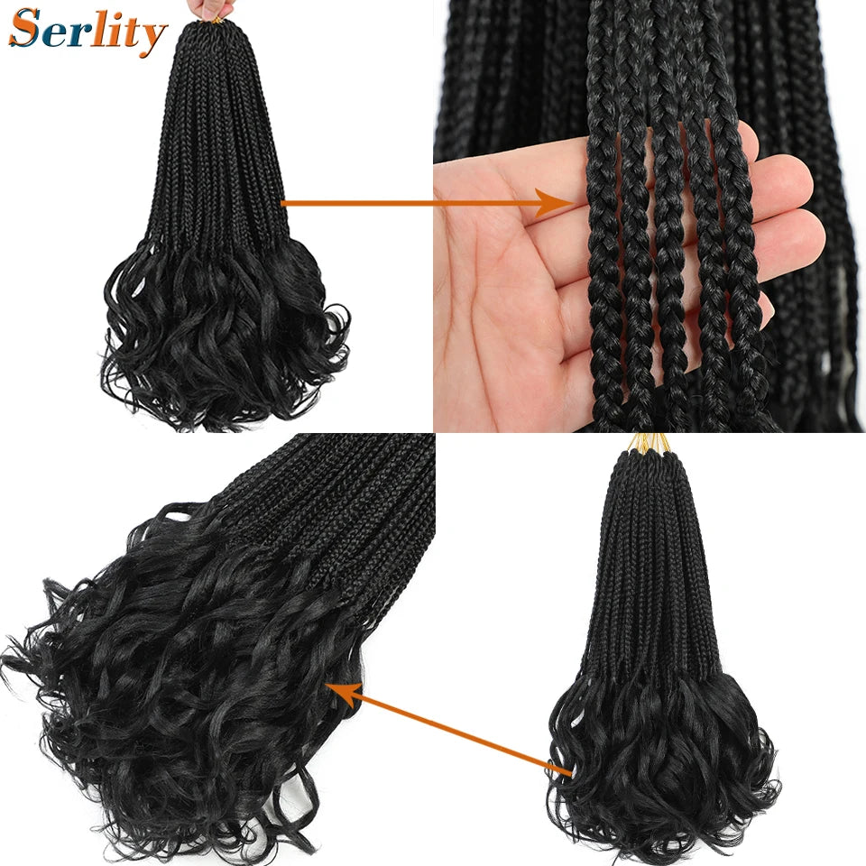 French Curl Crochet Braids 14 Inch Kid-Friendly Goddess Box Braids with Bouncy Curly Ends French Curls Braiding Hair for Women