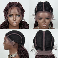 22inch Cornrow Braided Wigs Synthetic Lace Front Braids Wigs with Baby Hair 2 Curly Ponytail Braided Wigs for Black Women