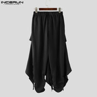 Fashion INCERUN Summer Spring Men Casual Pants Harem Pant Pleated Long Trousers Streetwear Oversize Men's Clothing S-5XL