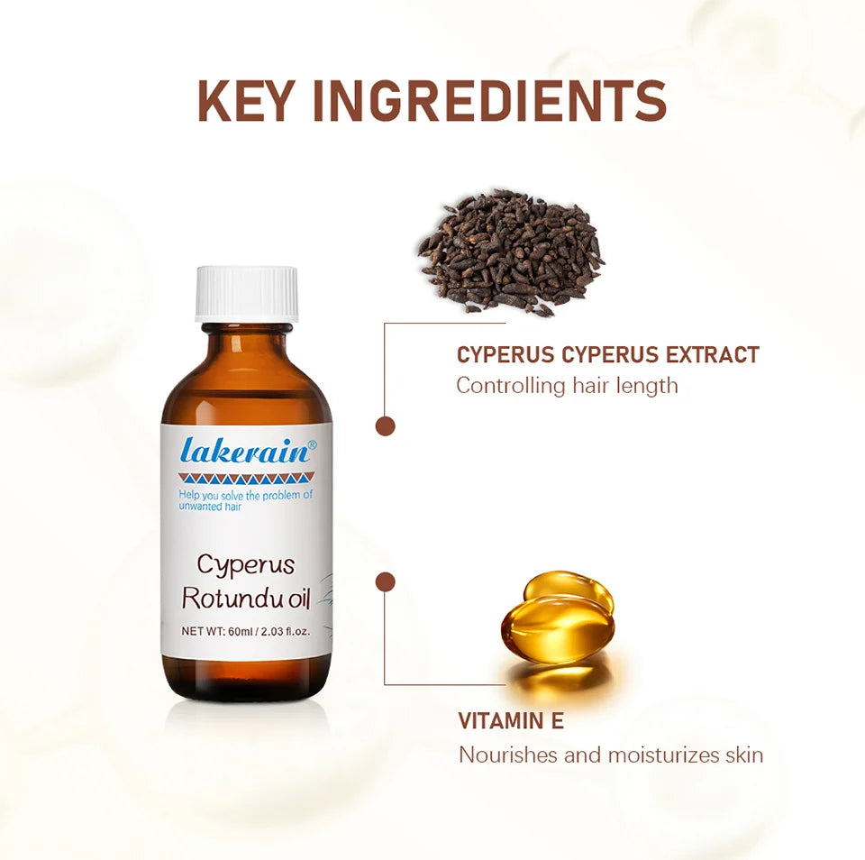 Semi-permanent Cyperus Rotundus Oil Hair Remover Armpit Legs Arms Hair Growth Inhibitor Beauty Skin Care Body Essential Oil