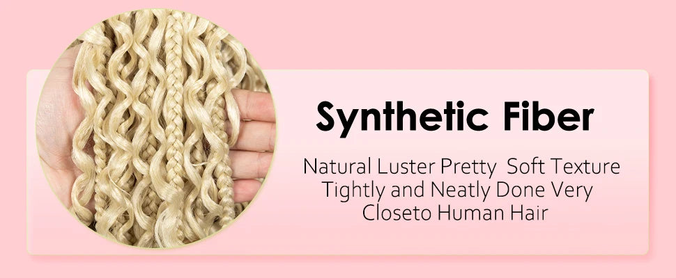 20inch Synthetic Cornrow Braided Wigs Half Braids Half Bohemian Wig 613# for Black Women Knotless Fashion Wig Sytlish