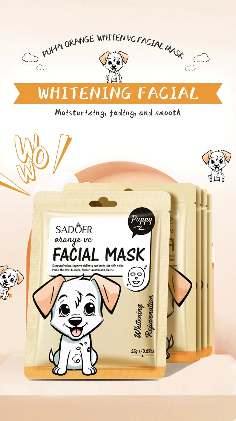 5pcs SADOER Cartoon Fresh Fruit Facial Mask Anti Wrinkle Moisturizing Soothing Brightening Hydrating Face Mask Skin Care