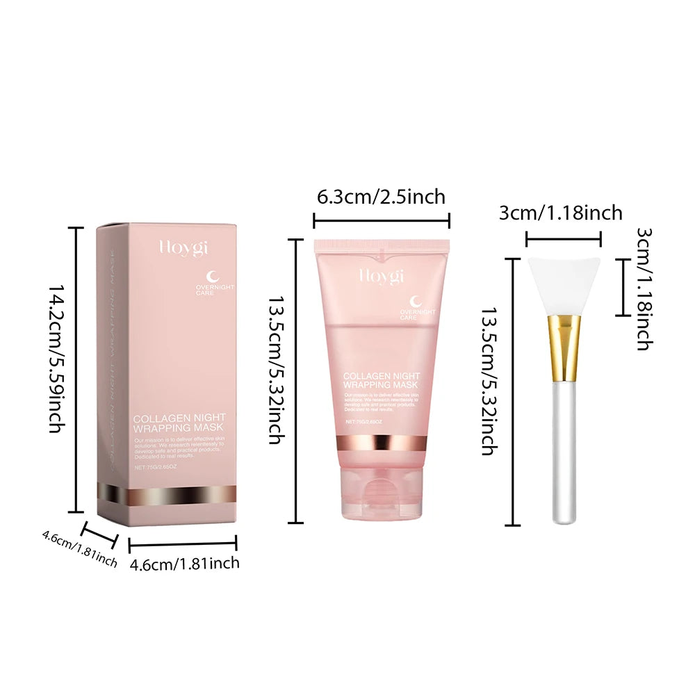 2pcs Collagen Overnight Facial Mask Deep Pore Cleansing Peel off Oil Control Turmeric Night Face Mask for Skin Care