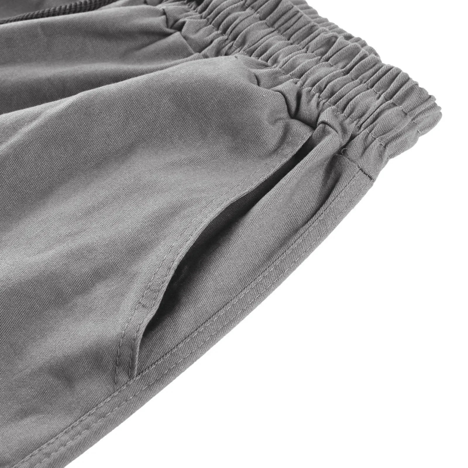 New 2025 Pocket Design Solid Cargo Pants Trousers for Men Full Length Casual Loose Drawstring Pockets Pants Male Cargo Pants 5XL