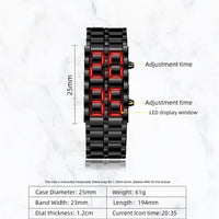 Fashion Mens Digital Lava Wrist Watch Men Black Full Metal Red Blue LED Display Watches Gifts for Male Boy Sport Creative Clock