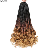 14 18 24 Inch French Curl Box Braids Crochet Hair Ombre Brown to Blonde Prelooped Synthetic French Curls Braiding Hair for Women
