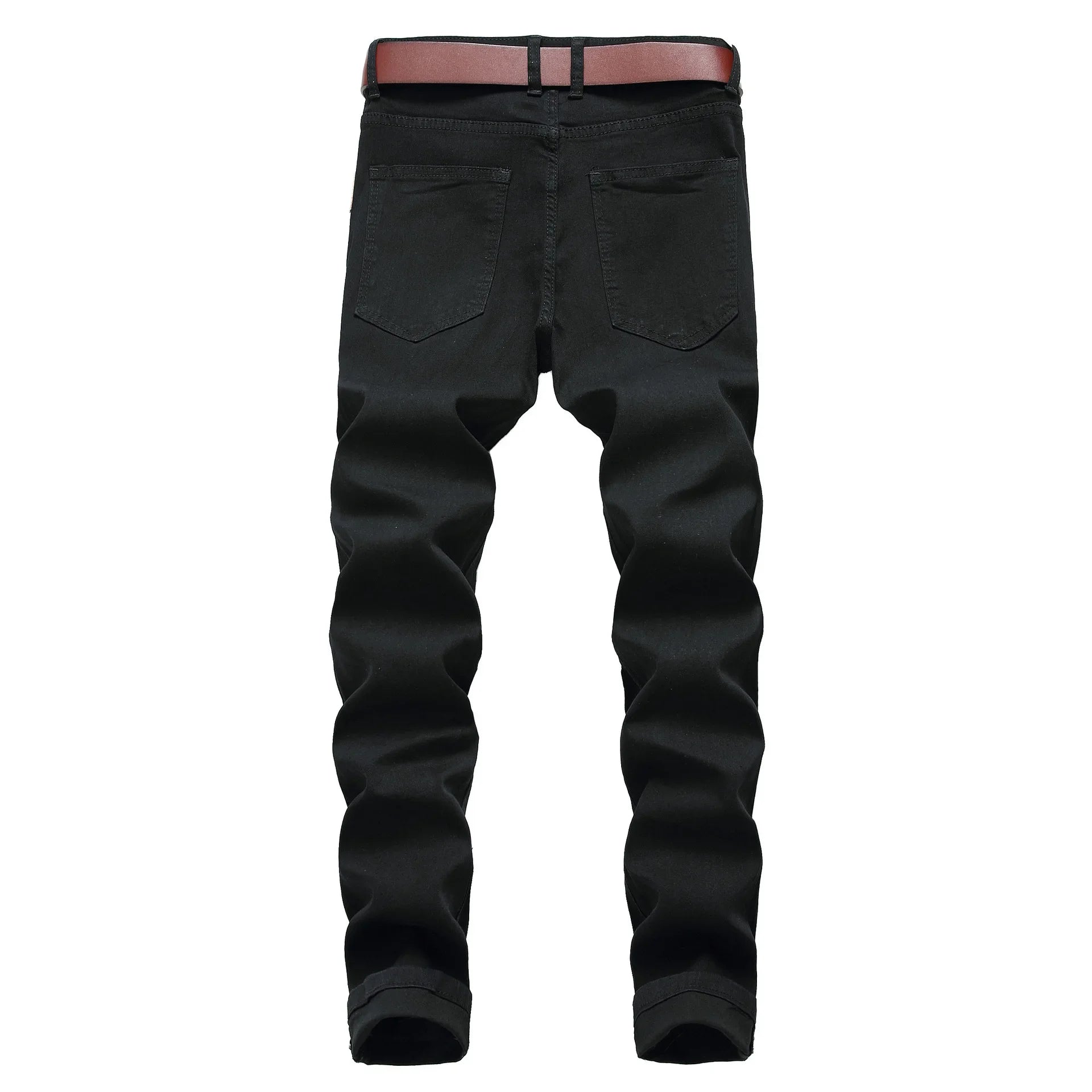 2025 Hole Denim Pants Men's Tide Brand Ruined Hole Jeans Solid Slim All-match High Street Hip Hop Trousers Red White Large Size