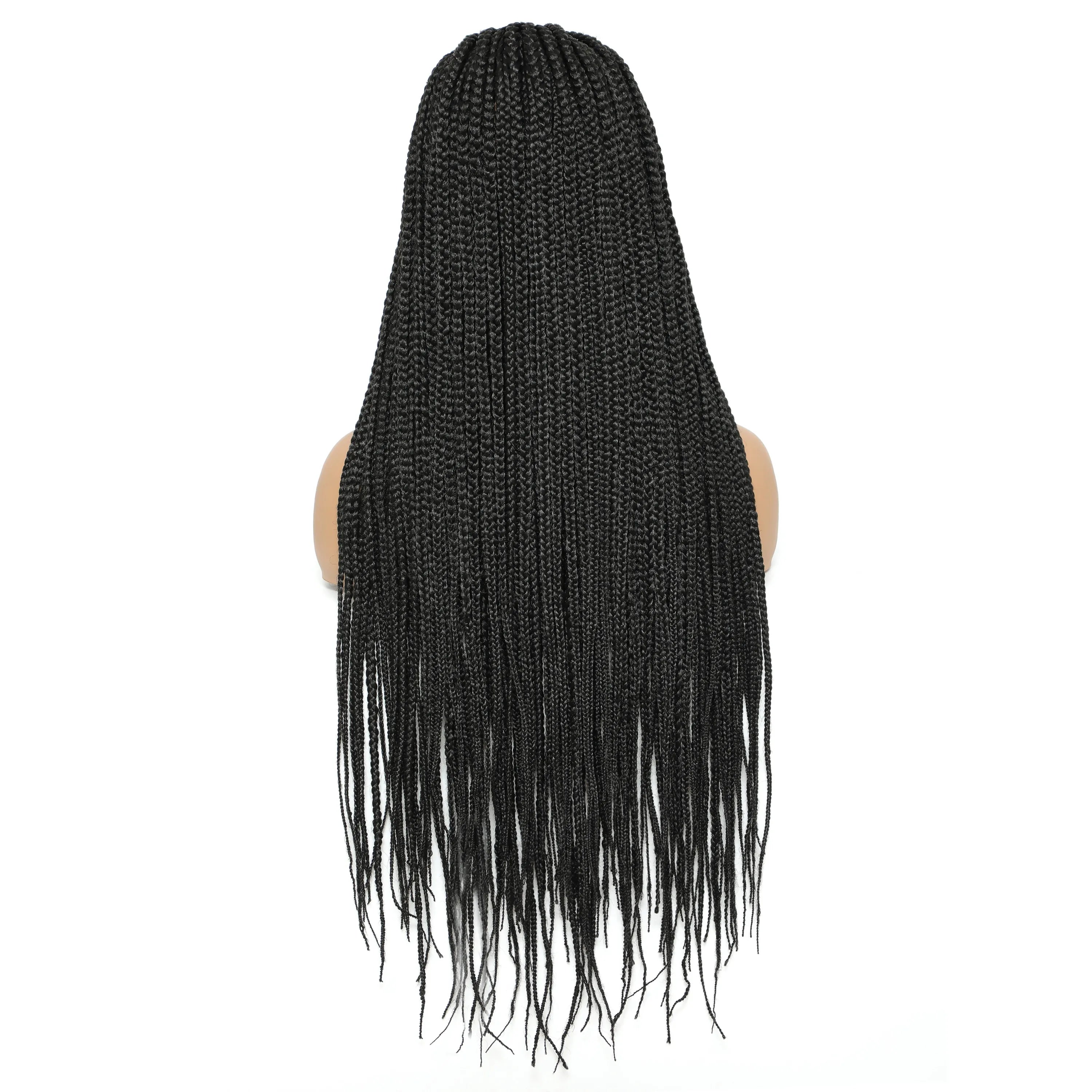 Long Box Braided 4x4 Lace Wigs With Baby Hair Twist Braids Lace Closure Wigs For Black Women Synthetic Cosplay Wig 30 Inch