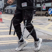 Trendy Men's Loose-fit Cargo Pants Autumn Winter Bell Bottoms Multiple Pockets Casual Style Street Dance Fashion