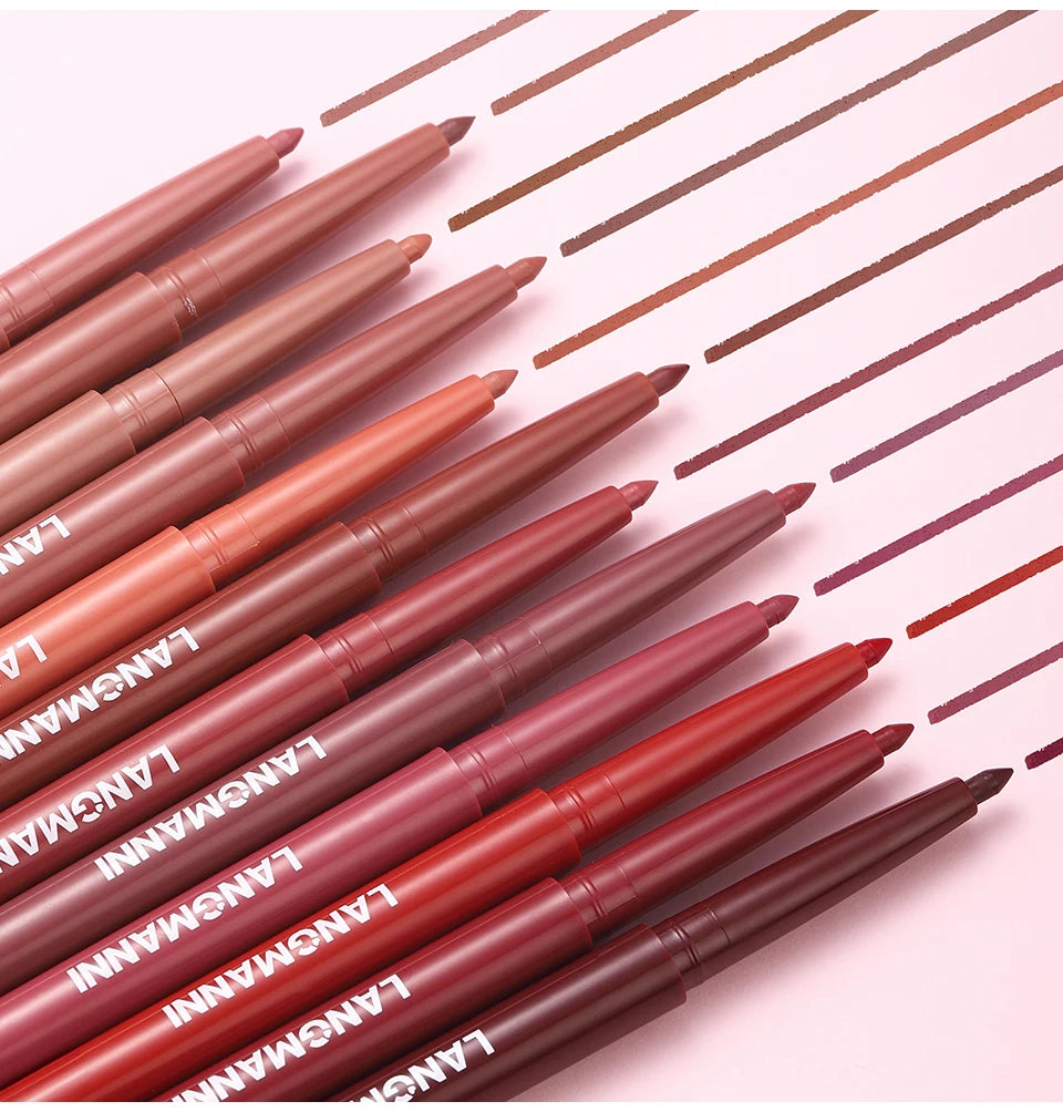 Integrated waterproof lipliner+lipstick lipstick lipstick set,no smudge,no fade,no cup,durable,easy to create a perfect makeup!