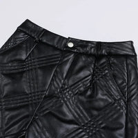 ZUZK  Warm Black PU Leather Thick Bermuda Shorts For Women Winter  Knee Length Shorts Motorcycle Punk High Waist Bermuda Femme