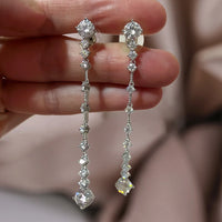 FEOBUR 3/6cttw Full Moissanite Drop Earrings for Women 925 Sterling Silver Lab Diamond Long Earring Bridal Wedding Jewelry GRA