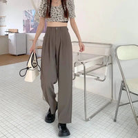 High Waist Draped Suit Pants for plus Size Women Spring Autumn Design Sensation Floor Length Casual Straight Wide Leg Long Pants