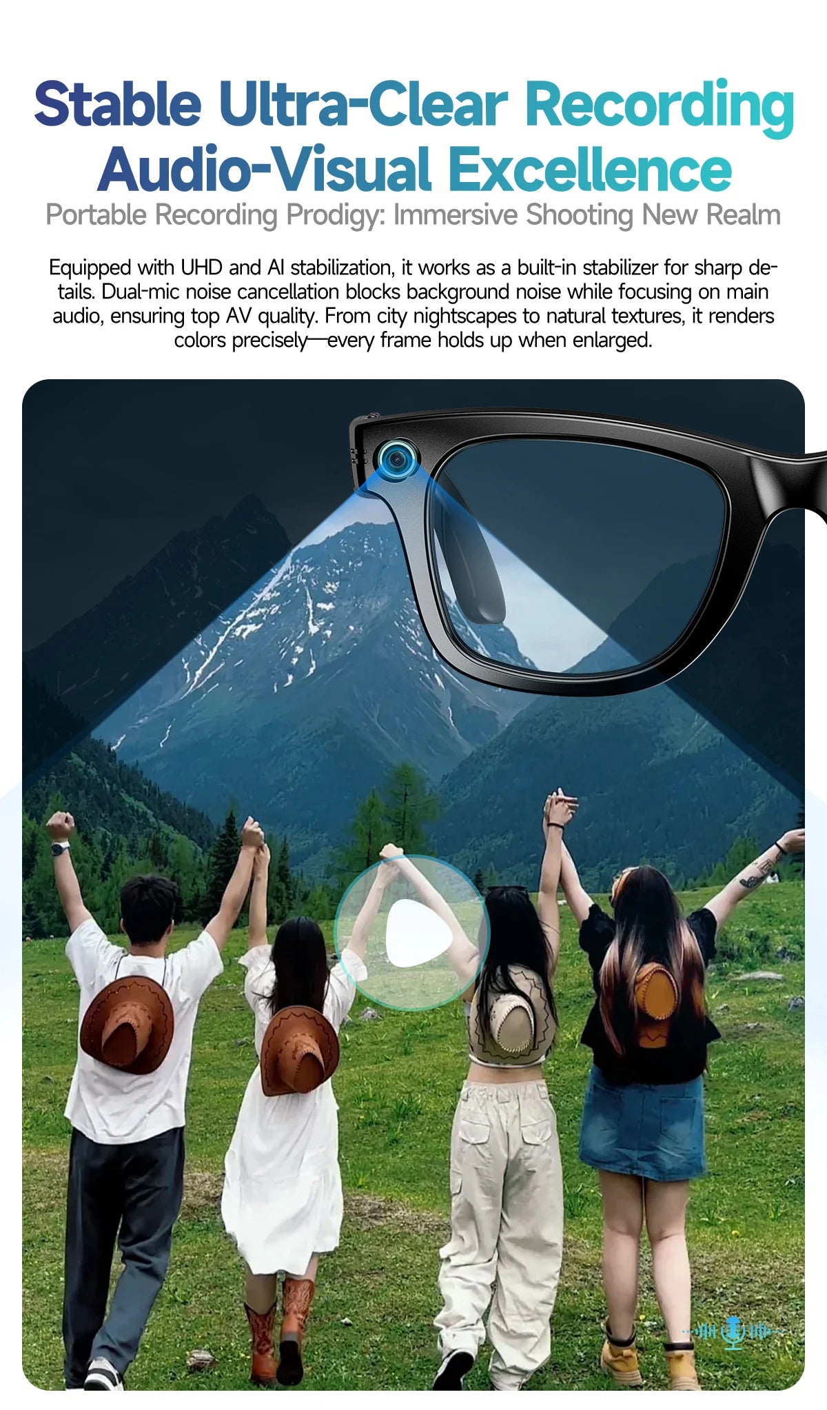 2025 Smart Glasses 32GB Memory with Camera Sunglasses Mini Camera Video Translation Bluetooth Call Anti-blue Glasses Man Women