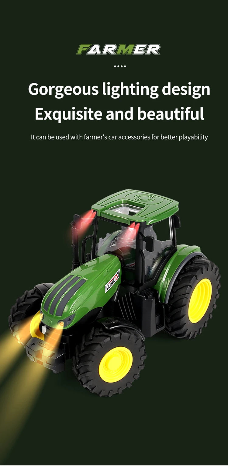 RC Farm Tractors Car 1/24 Radio Controlled Cars and Trucks 2.4G with Light Simulated Engineering Truck Model Toys for Children