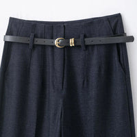 Faionable High Waist Belted Straight Leg Pants Women's Slim Fit Casual Autumn New Arrival Street Sle Polyester Fiber