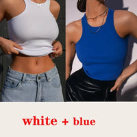 Women's Corset Summer 100% Cotton Crop Top Y2k Knitted Camis O Neck Knit Camisole Sleeveless Vest Solid Slim Tank Tops Women