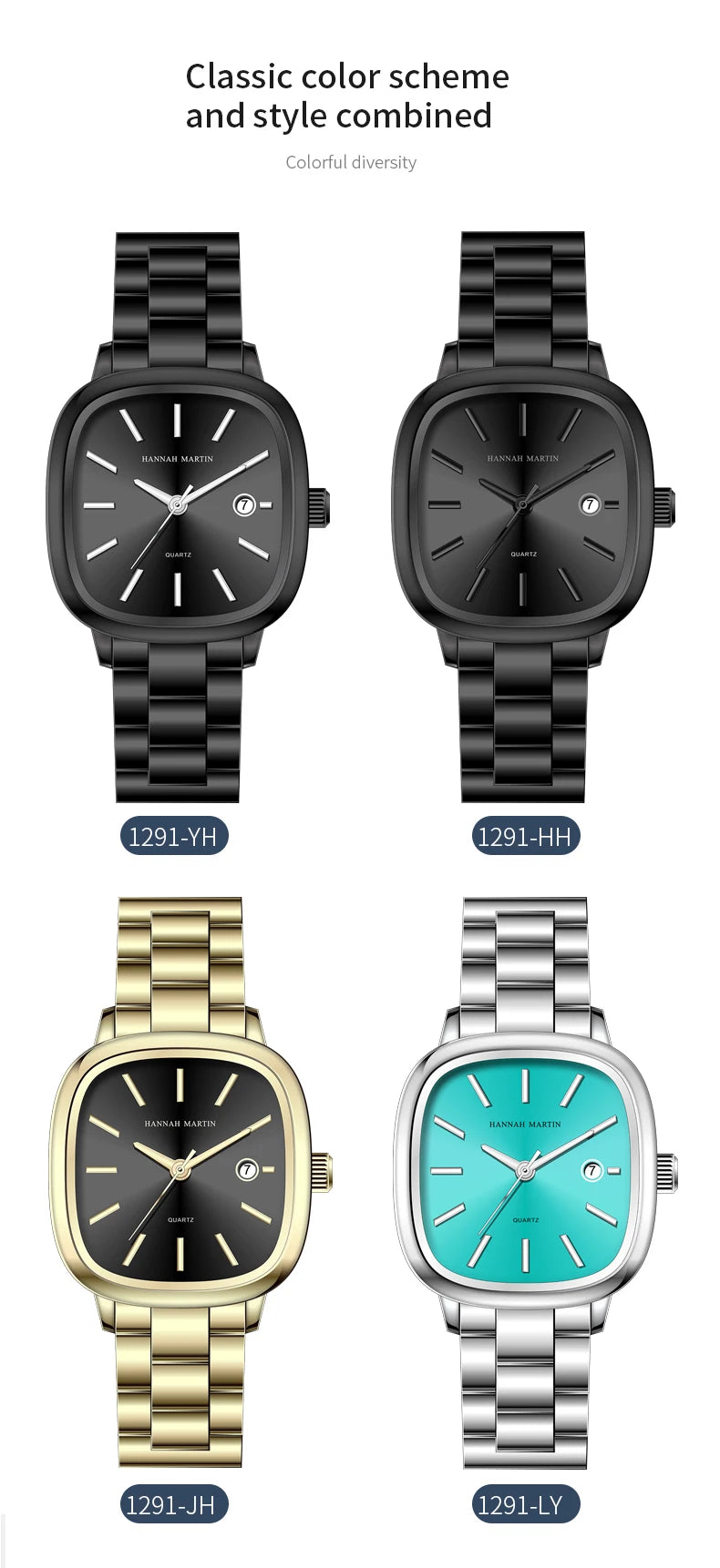 Japanese Movement Square Fashion Stainless Steel Strap Original Business Style Silver Black Waterproof 3Bar Quartz Watch for Men