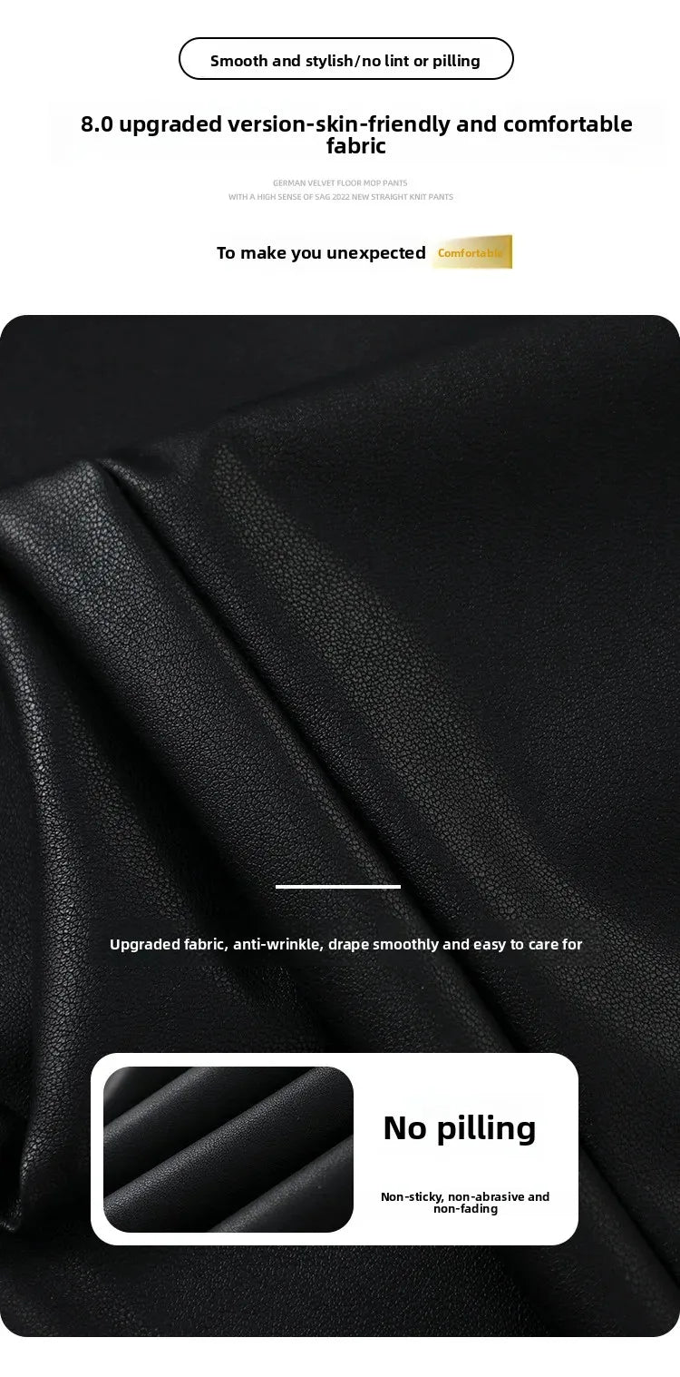 High Waist Wide Leg PU Leather Pants Women's Suit Casual Floor Length Trousers Autumn Winter New Style Loose Fit Long Pants