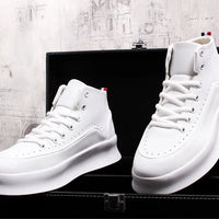 brand designer men boots red white cow leather shoes handsome flats shoe platform boot ankle botas masculinas chaussures homme