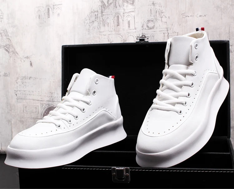 brand designer men boots red white cow leather shoes handsome flats shoe platform boot ankle botas masculinas chaussures homme