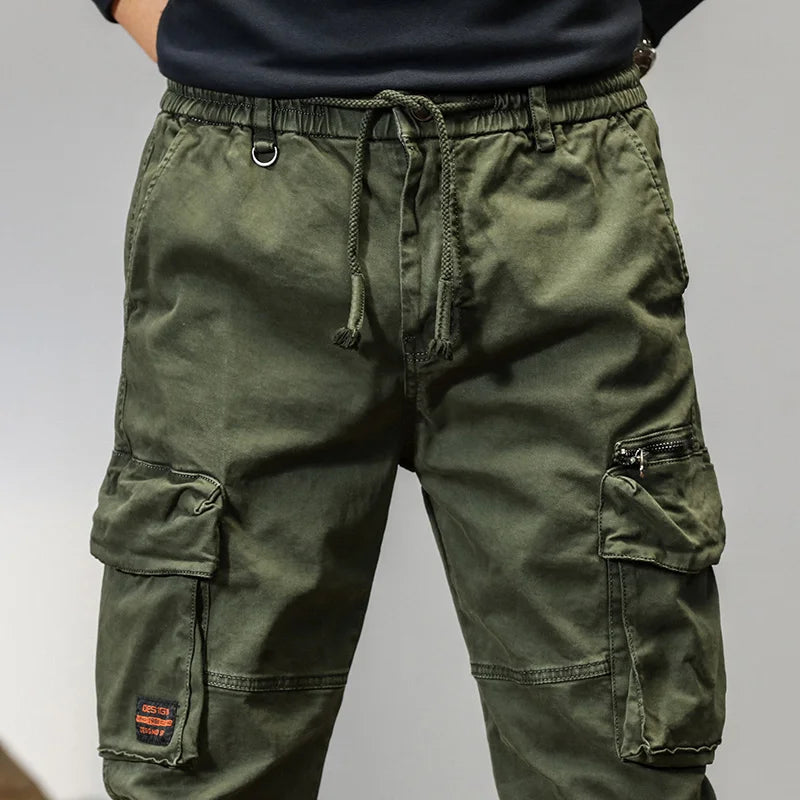 Spring and autumn trendy Cargo pants for men, slim, leggings, ruffian and handsome trousers, American multi bag pants, outdoor v