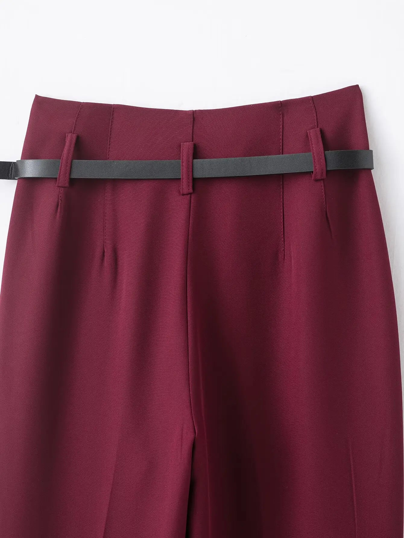 Faionable High Waist Belted Straight Leg Pants Women's Slim Fit Casual Autumn New Arrival Street Sle Polyester Fiber