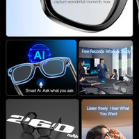 AI Smart Glasses with HD Camera for Photos Videos Hands-Free Vlog Recording Camera Glasses Audio for Driving Outdoor Sunglasses