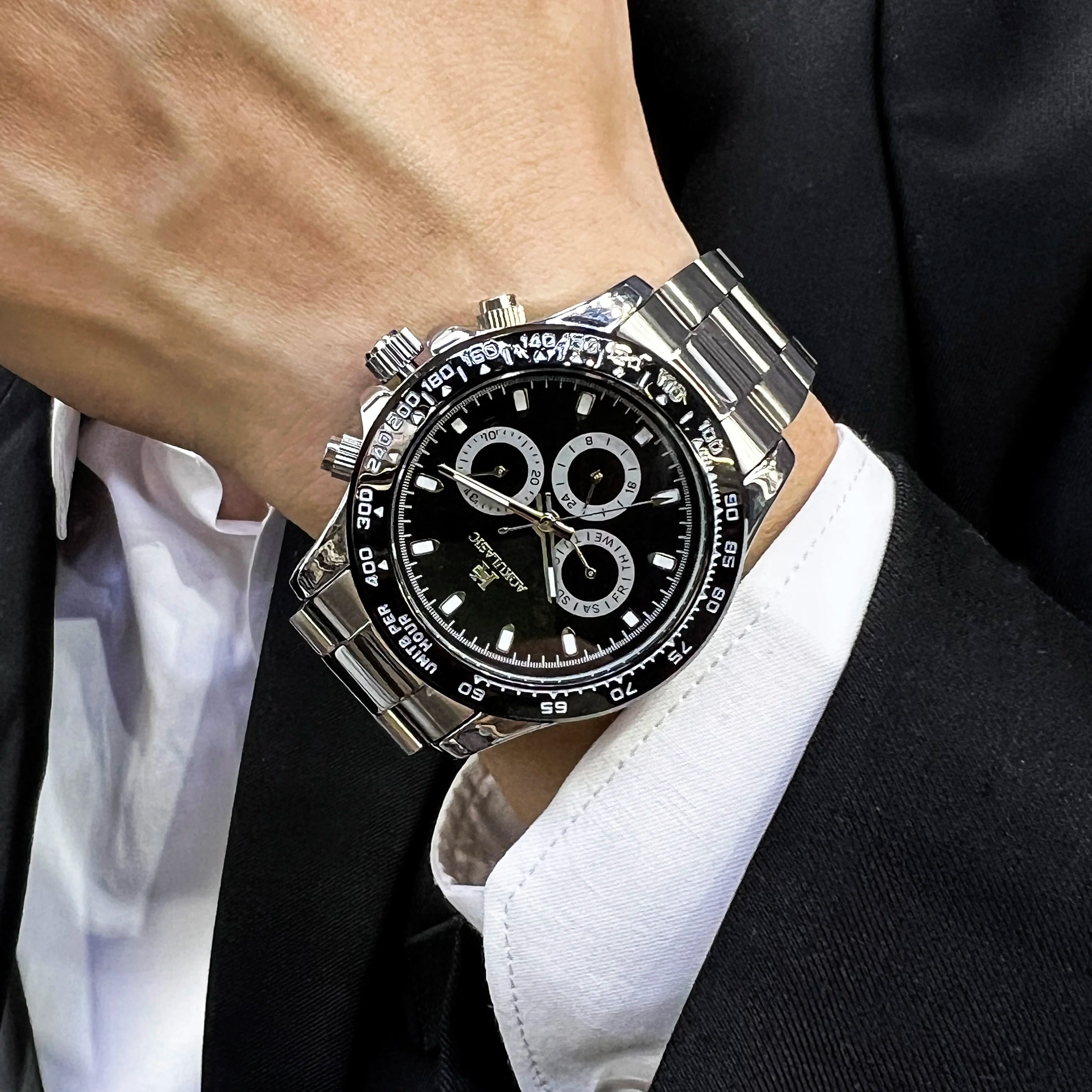 AOKULASIC Top Brand Fashion Men Wristwatch Automatic Mechanical Watches Day Display Reckon By Time Luminous Waterproof Watch