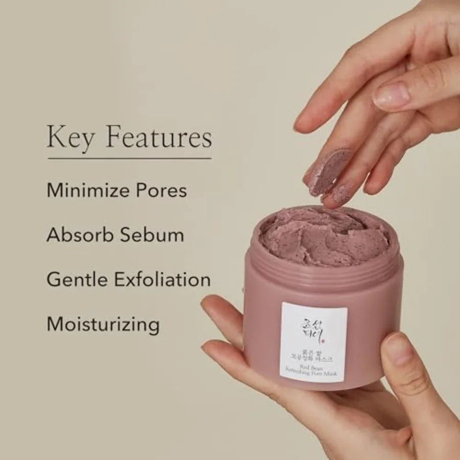 Red Bean Pore Refreshing Mask Mud Cream Hydrating Wash Off Pack Pore Cleansing Exfoliator Korean Skin Care for Men and Women 14