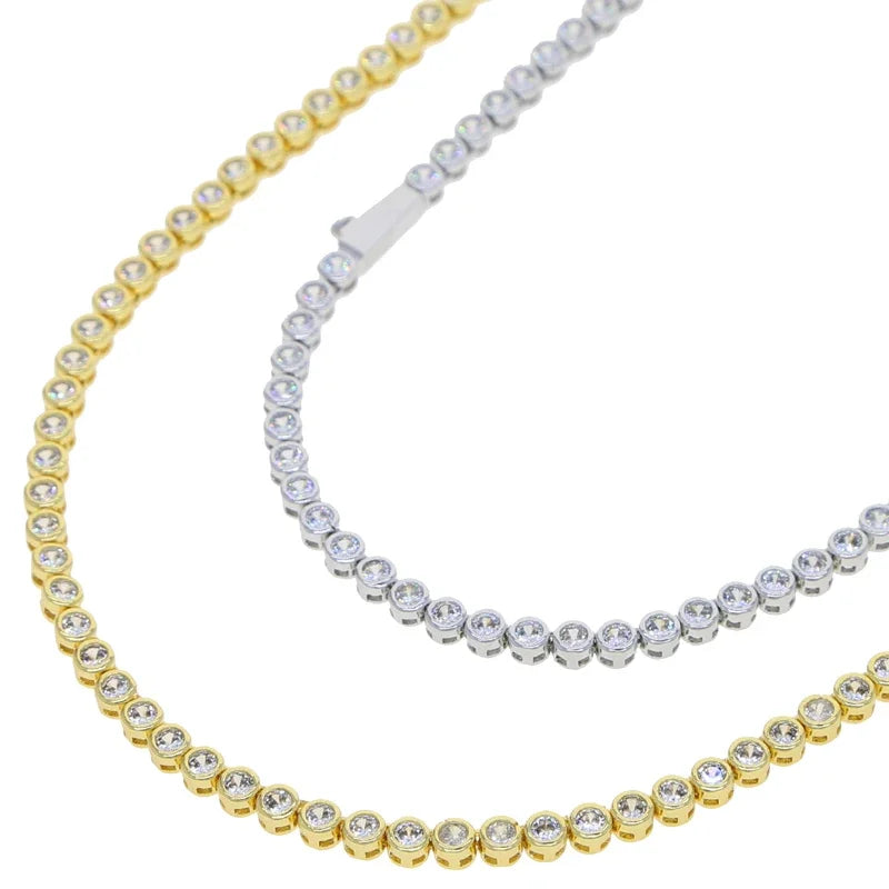 2023 Geometric Round Bezel Setted 5A Cubic Zirconia CZ Tennis Chain Necklace Choker Wedding Gift Women Jewelry