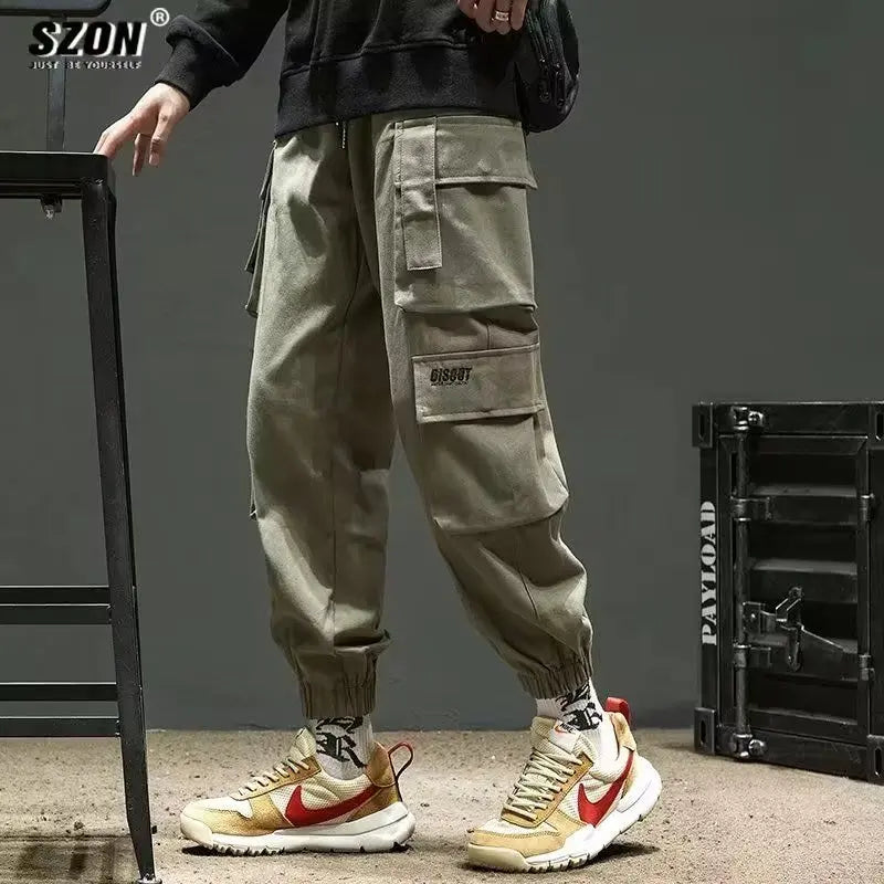 Classic Design Multi Pocket Cargo Pants, Men's Casual Loose Fit Drawstring Cargo Pants/Joggers For Spring Summer Outdoor