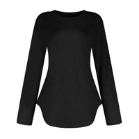 Traf 2024 Mujer Womens Long Sleeve Round Neck Shirts Side Split Basic Loose Tunic Tops Casual Shirts Ropa De Mujer Fashion