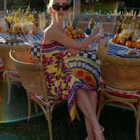 CNYISHE Flower Prints Camisoles Fashion Sheath Sexy Club Hot Girl Women Dresses Colorful Trendy Elegant Lady Female Bodycon