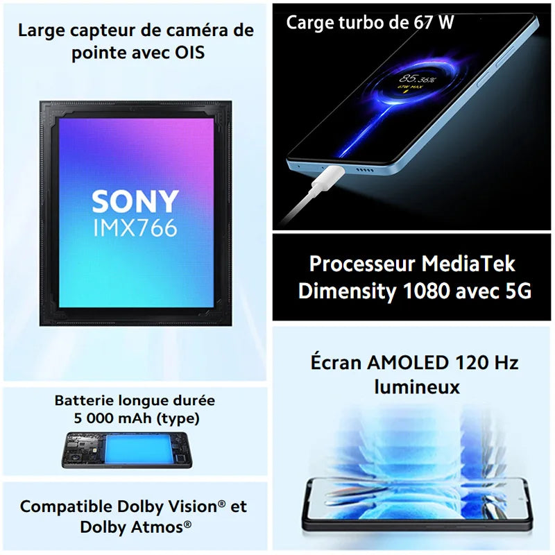 Xiaomi Redmi Note 12 5G Smartphone Global Version 4GB 128GB 6.67 ”Amoed FHD + Snapdragon® 4 48MP Main Camera 33W fast Charge